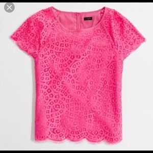 J crew raindrop lace eyelet hot pink top 8